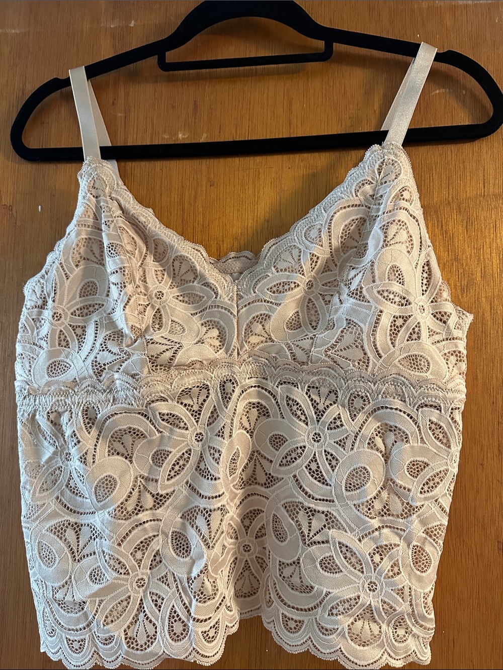 aerie Cream Lace Floral Crochet Cami